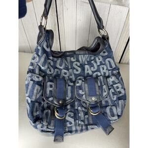 Marc Jacobs Logo Denim Multi-Pocket Hobo Bag Classic Style Shoulder Bag